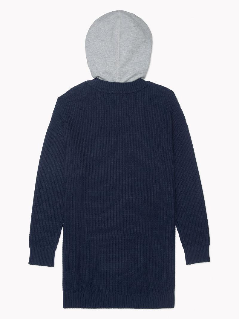 Női Tommy Hilfiger Essential Mixed Media Hoodie Pulóver Dresses Kék | HU 67BEX